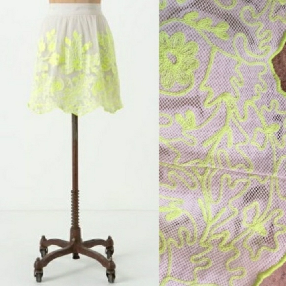 Anthro Boho Chic Neon Embellished Circle Skirt